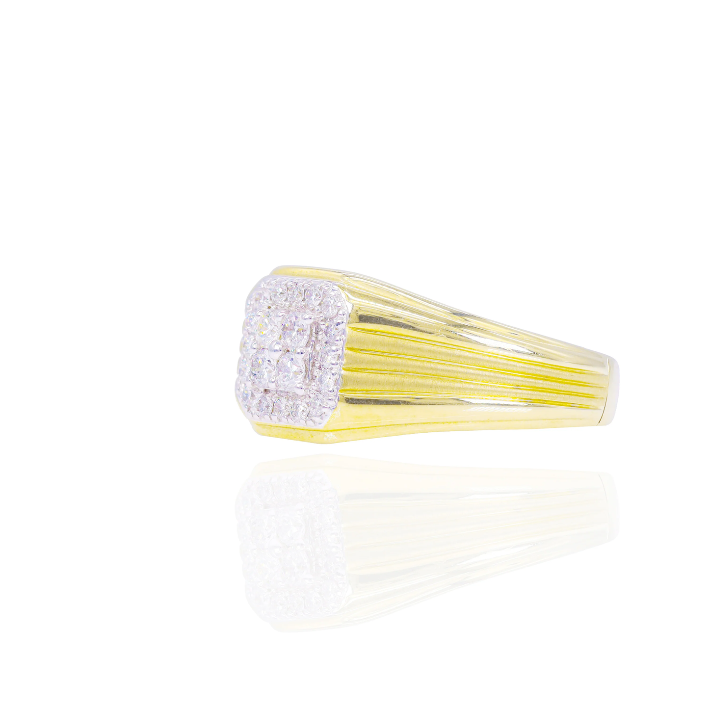 10k Yellow Gold Square Diamond Signet Ring