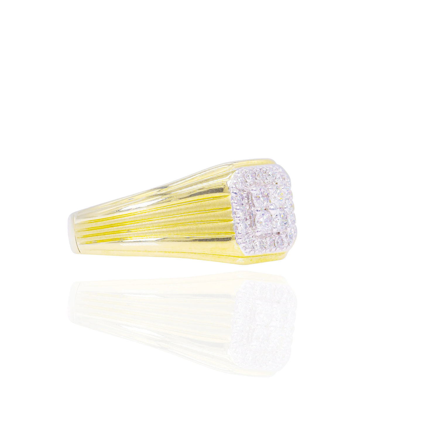 10k Yellow Gold Square Diamond Signet Ring