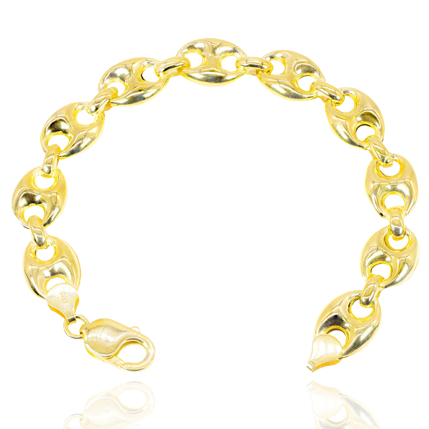 10k Yellow Gold Puff Link Bracelet 7.5"