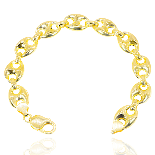10k Yellow Gold Puff Link Bracelet 7.5"