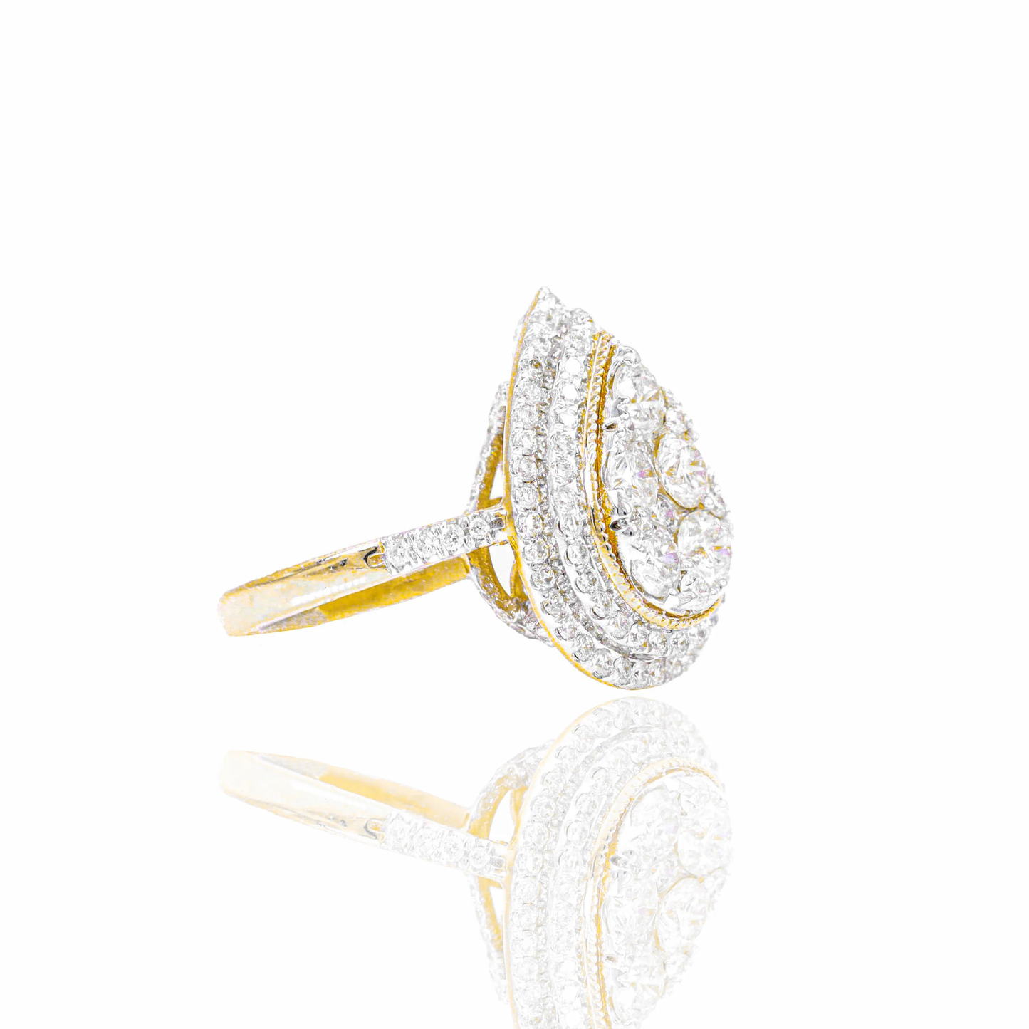 14k 5 Round Center Stone Pear Engagement Ring