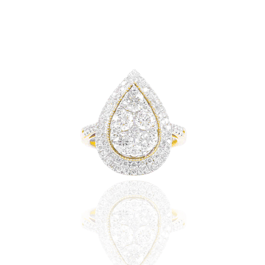 14k 5 Round Center Stone Pear Engagement Ring