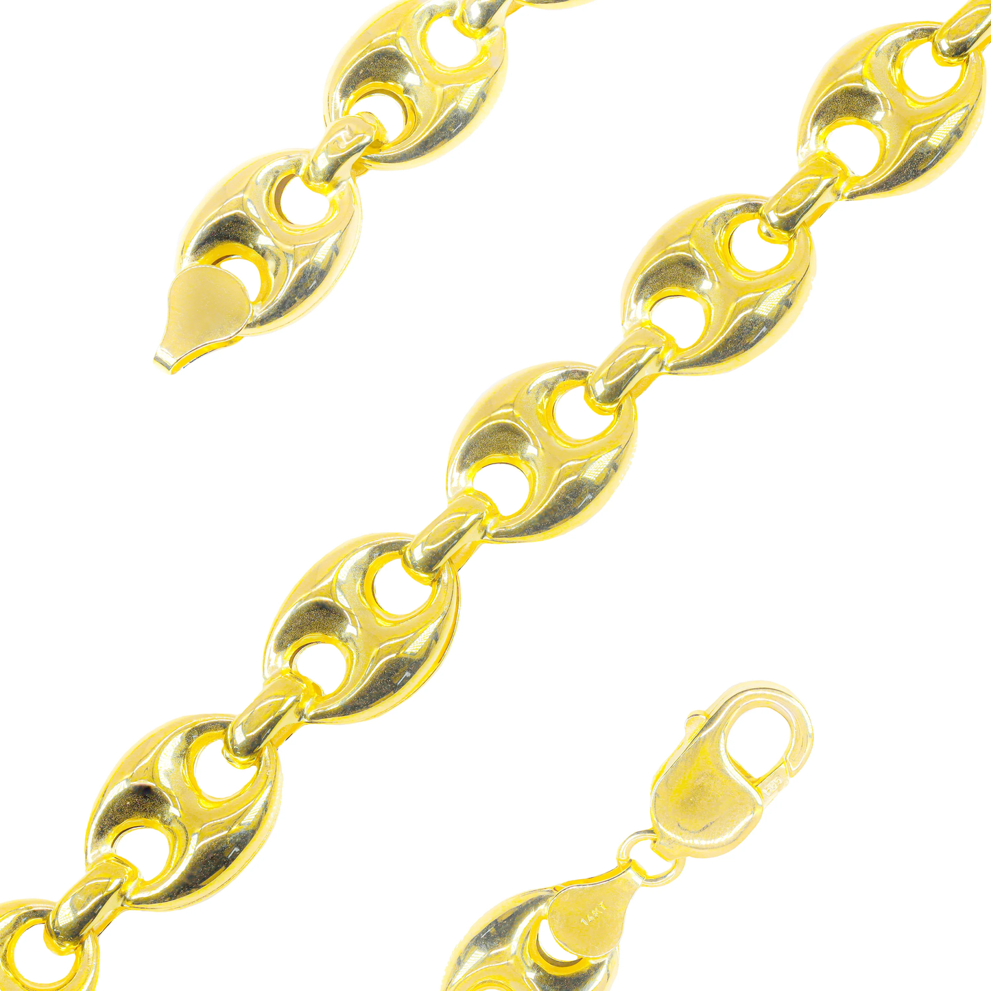 18k Yellow Gold Puff Link Bracelet 7.5"