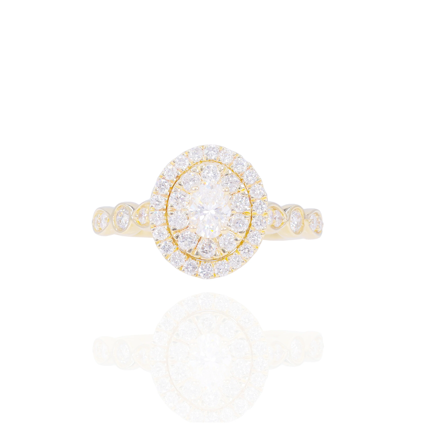 14k Gold Diamond Oval Engagement Set