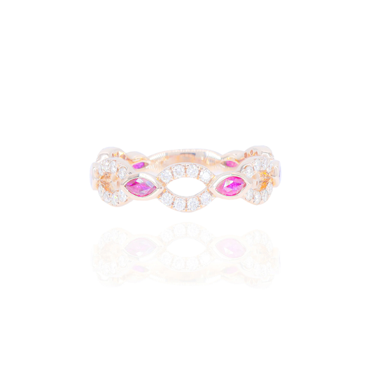 14k Rose Gold Natural Ruby & Diamond Ring
