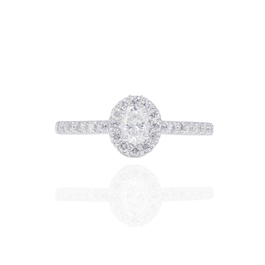 14k White Gold Oval Engagement Ring